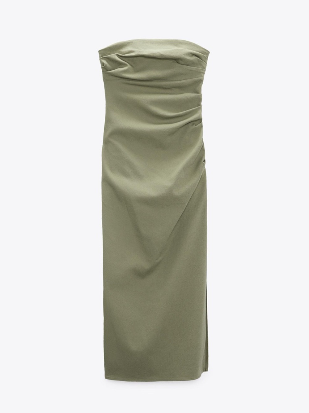 Zara Draped Midi Dress in Light Khaki
